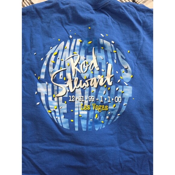 Vintage Rod Stewart Swimming Pool Graphic T-Shirt Royal Blue XL - Picture 7 of 7